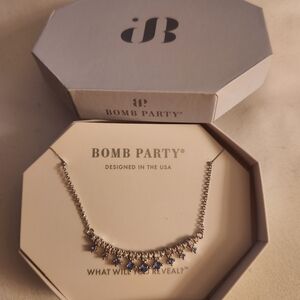 Bomb Party Silver and Blue Crystal Necklace
